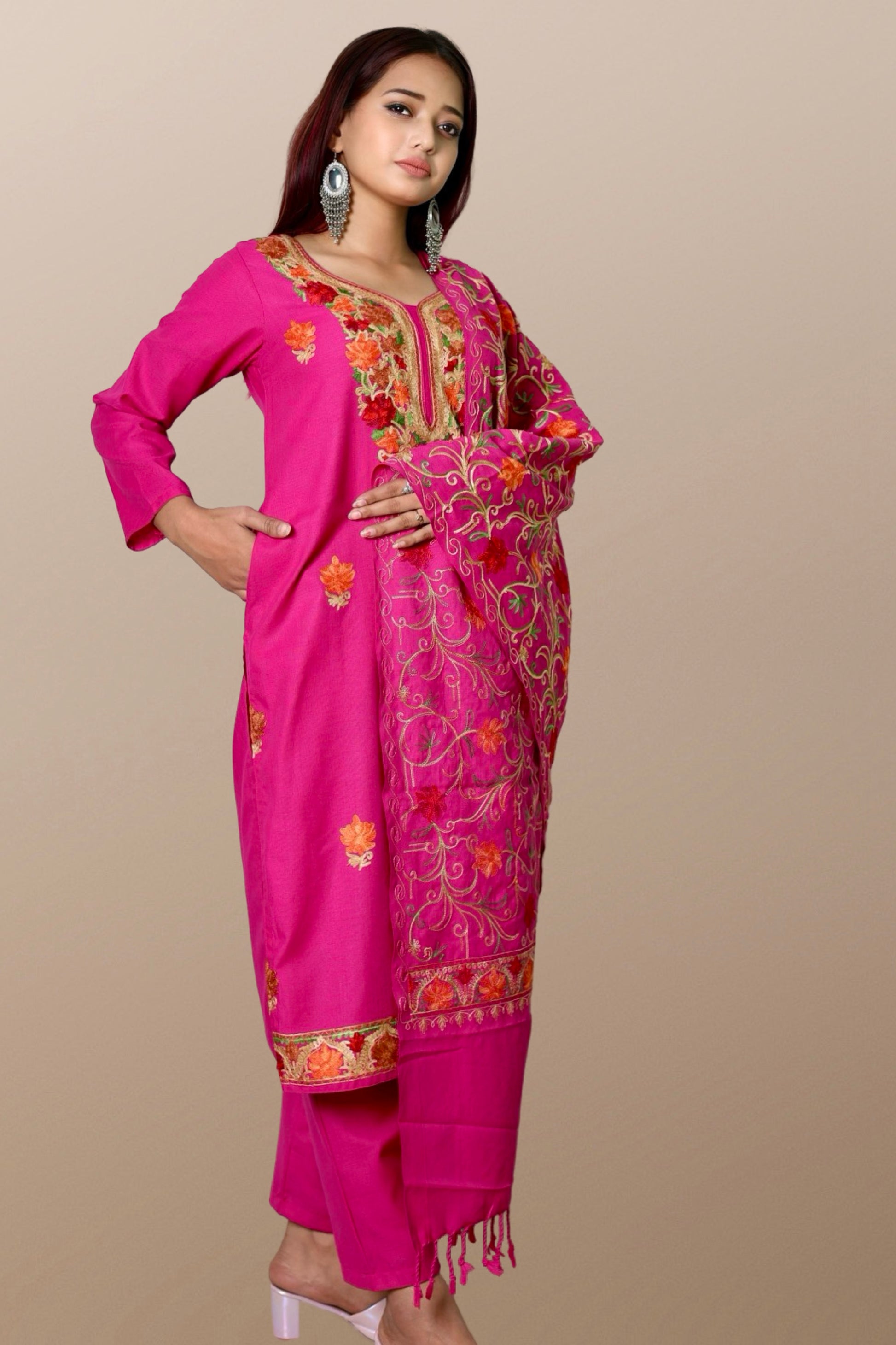 plus size winter wear suit set women woolen Kurta kurti pant dupatta 36 38 40 42 44 46 48 S M L XL XXL 3XL warm woollen ethnic indian festival daily wear stylish ladies straight long comfortable curvy
