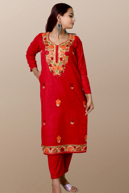 plus size winter wear suit set women woolen Kurta kurti pant dupatta 36 38 40 42 44 46 48 S M L XL XXL 3XL warm woollen ethnic indian festival daily wear stylish ladies straight long comfortable curvy
