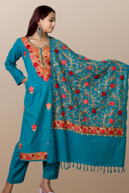 plus size winter wear suit set women woolen Kurta kurti pant dupatta 36 38 40 42 44 46 48 S M L XL XXL 3XL warm woollen ethnic indian festival daily wear stylish ladies straight long comfortable curvy
