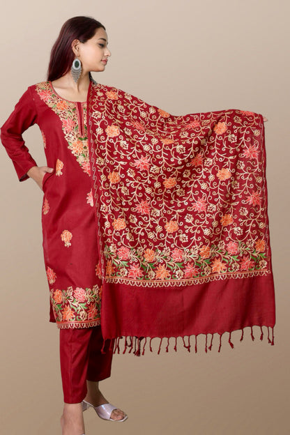 plus size winter wear suit set women woolen Kurta kurti pant dupatta 36 38 40 42 44 46 48 S M L XL XXL 3XL warm woollen ethnic indian festival daily wear stylish ladies straight long comfortable curvy
