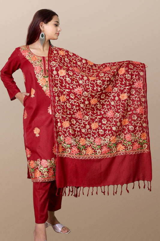 plus size winter wear suit set women woolen Kurta kurti pant dupatta 36 38 40 42 44 46 48 S M L XL XXL 3XL warm woollen ethnic indian festival daily wear stylish ladies straight long comfortable curvy
