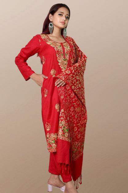 plus size winter wear suit set women woolen Kurta kurti pant dupatta 36 38 40 42 44 46 48 S M L XL XXL 3XL warm woollen ethnic indian festival daily wear stylish ladies straight long comfortable curvy
