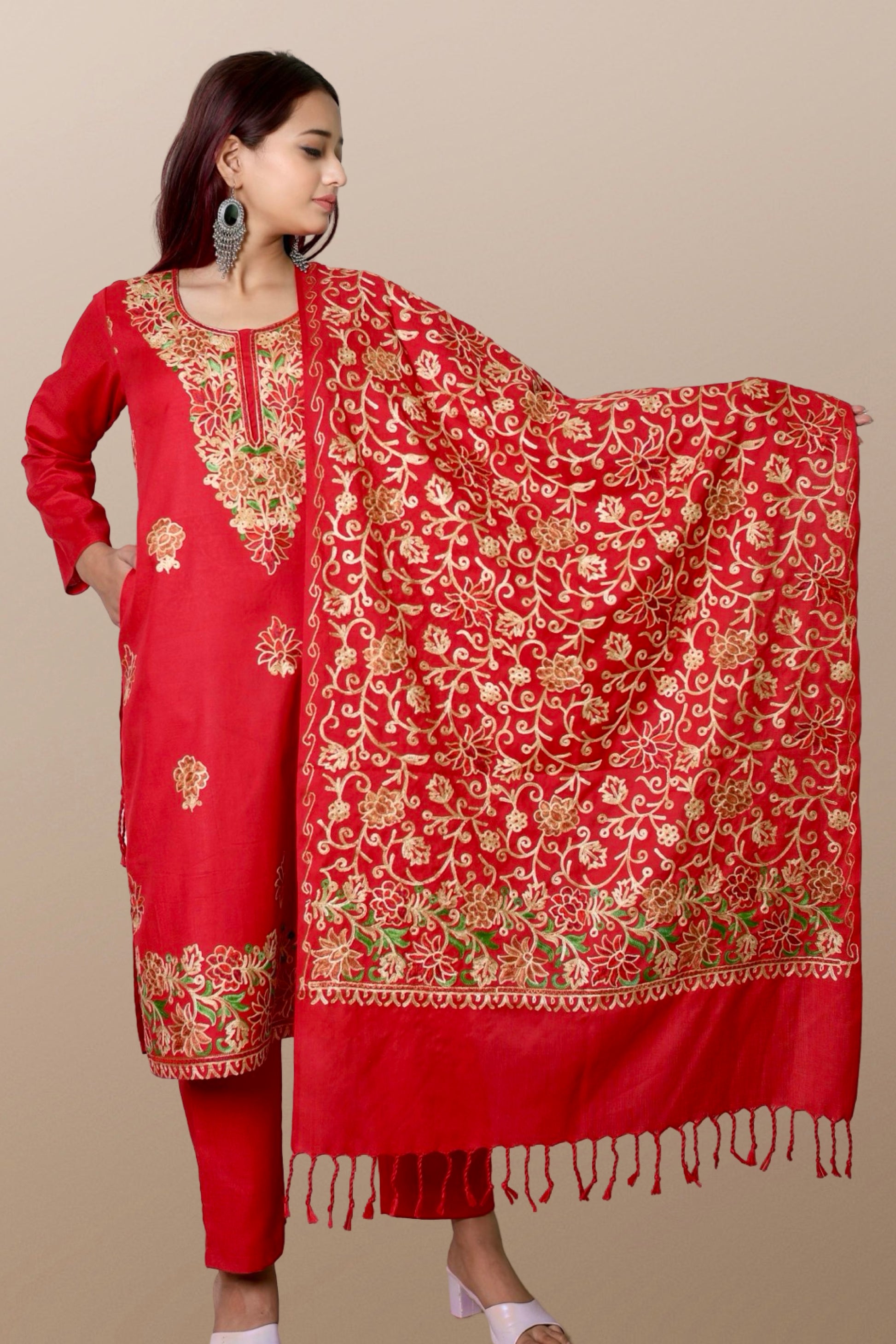plus size winter wear suit set women woolen Kurta kurti pant dupatta 36 38 40 42 44 46 48 S M L XL XXL 3XL warm woollen ethnic indian festival daily wear stylish ladies straight long comfortable curvy

