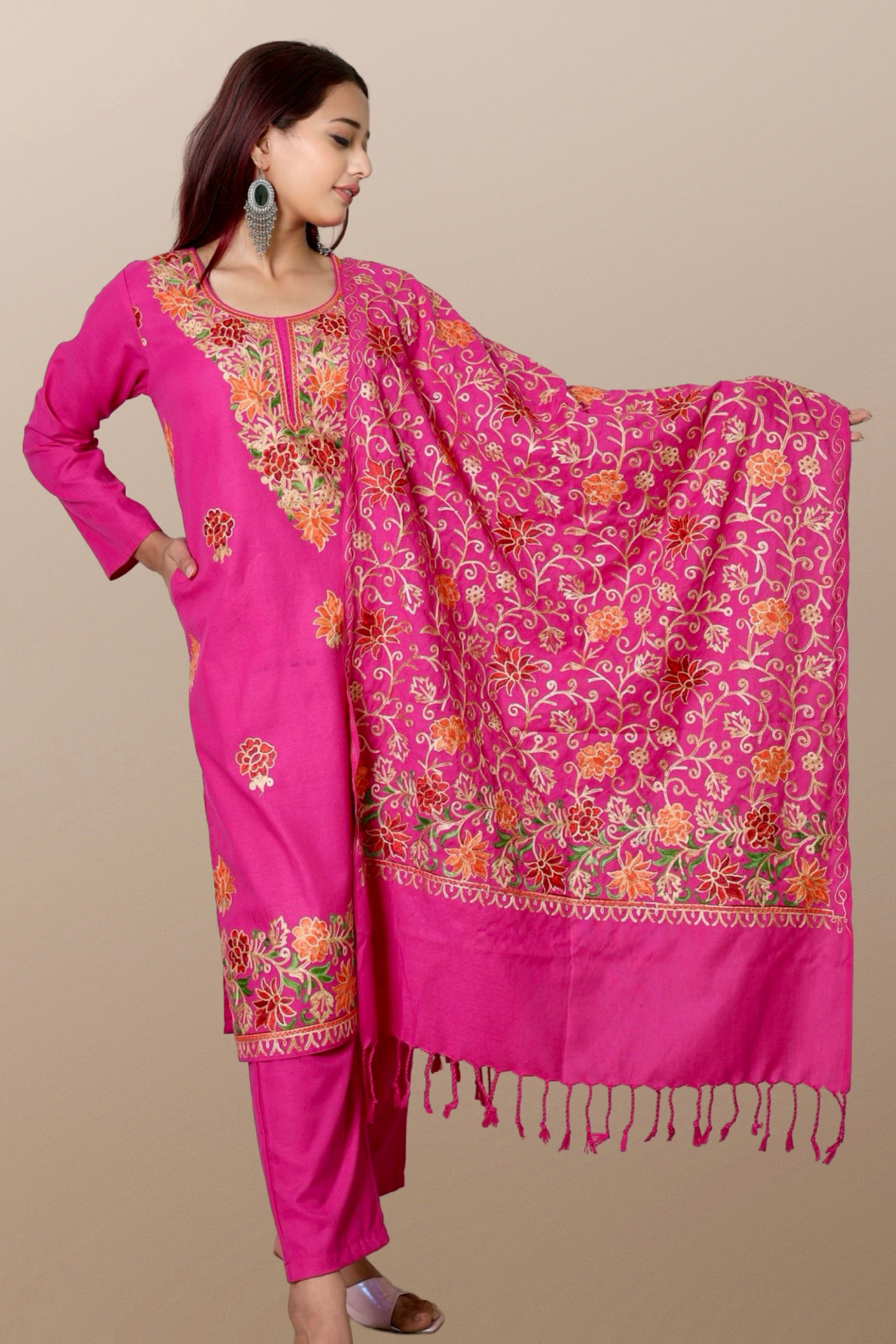 plus size winter wear suit set women woolen Kurta kurti pant dupatta 36 38 40 42 44 46 48 S M L XL XXL 3XL warm woollen ethnic indian festival daily wear stylish ladies straight long comfortable curvy
