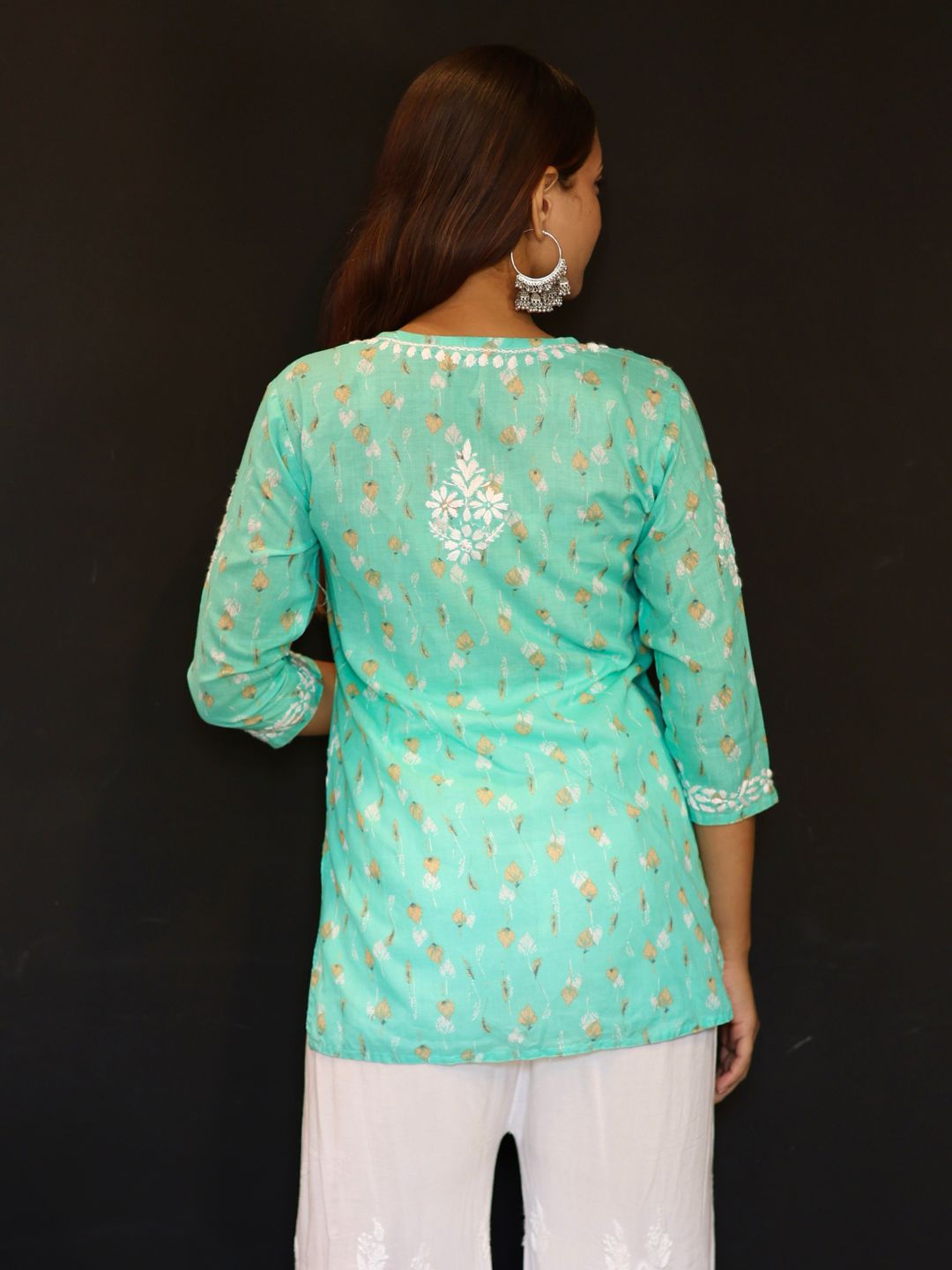 chikankari top short kurta ethnic embroidered lucknowi chikan tunic kurti womens festival daily wear girls handcrafted college wear casual summer comfortable regular formal straight fit

