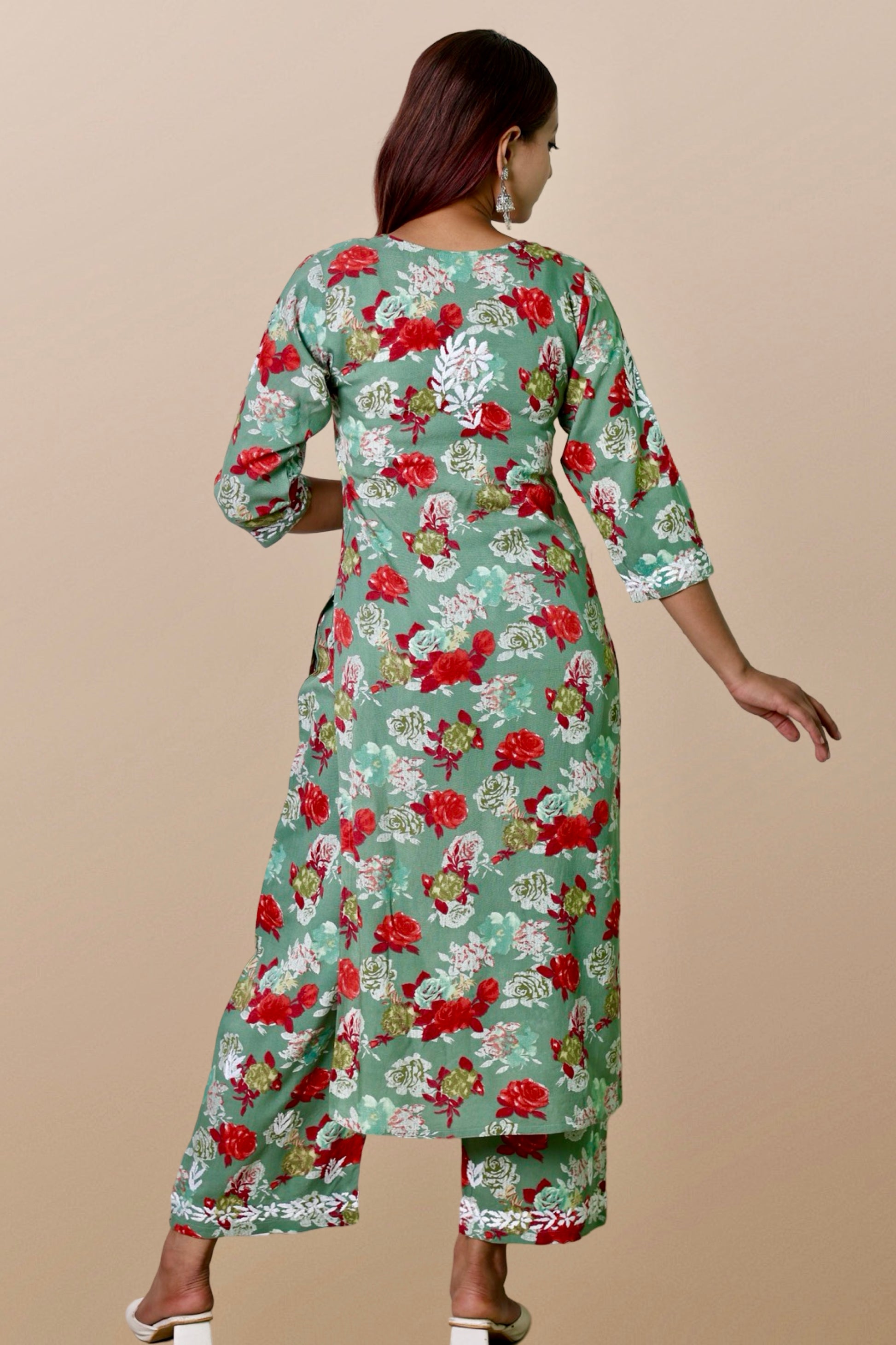 chikankari suit set women hand embroidery lucknowi chikan kurti palazzo bottom set rayon lightweight festival daily wear comfortable ethnic formal straight fit lakhnavi chicken kurta pant plazzo sizes XXS XS S M L XL XXL