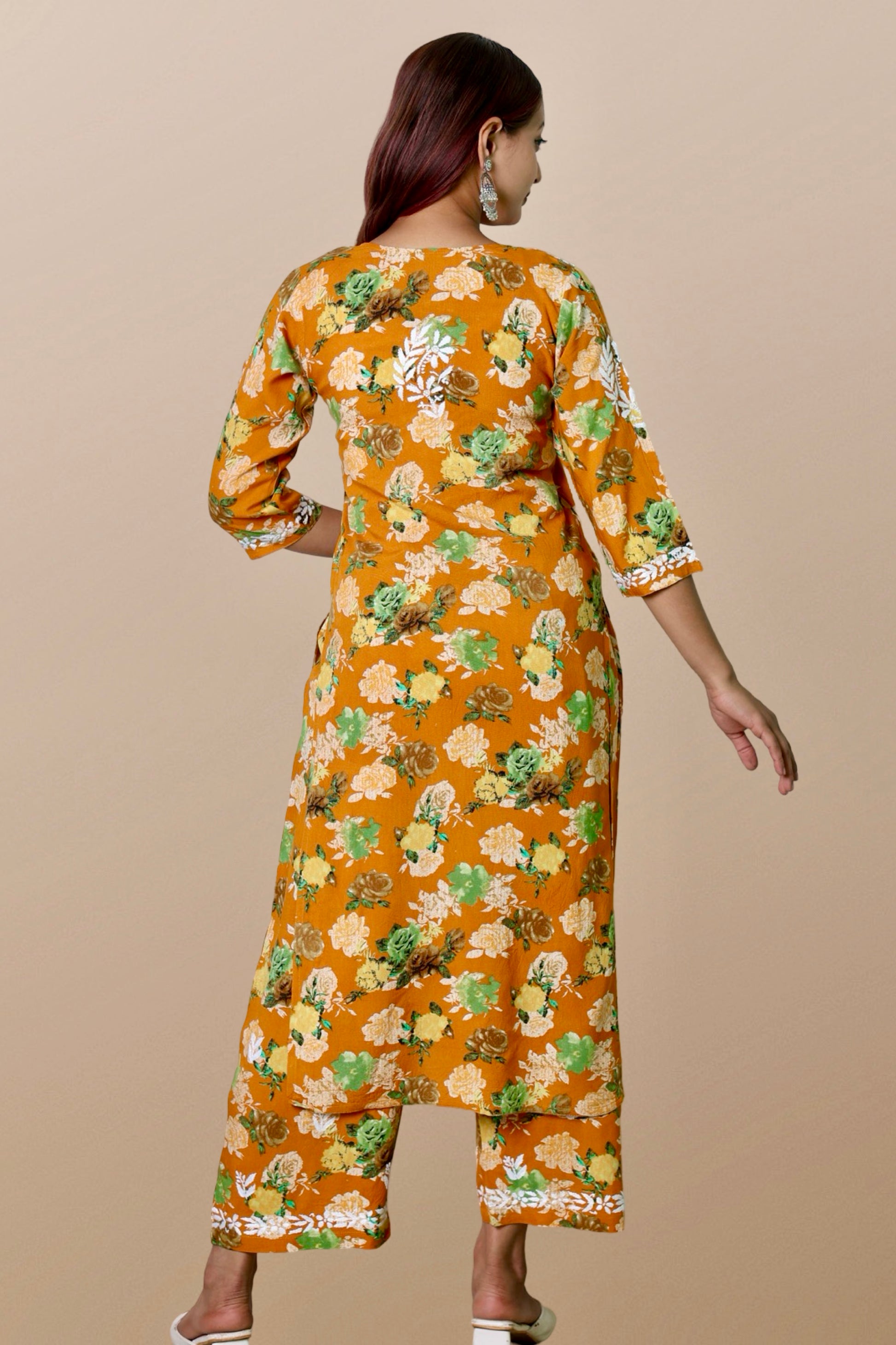 chikankari suit set women hand embroidery lucknowi chikan kurti palazzo bottom set rayon lightweight festival daily wear comfortable ethnic formal straight fit lakhnavi chicken kurta pant plazzo sizes XXS XS S M L XL XXL