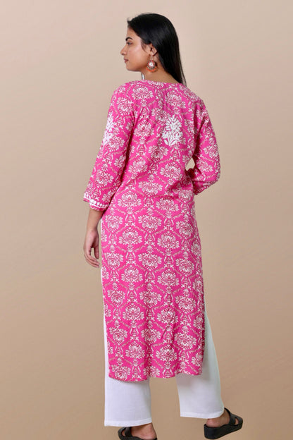 chikankari kurta women embroidered premium lucknowi chikan kurti ethnic summer latest collection lightweight festival daily wear casual comfortable straight fit