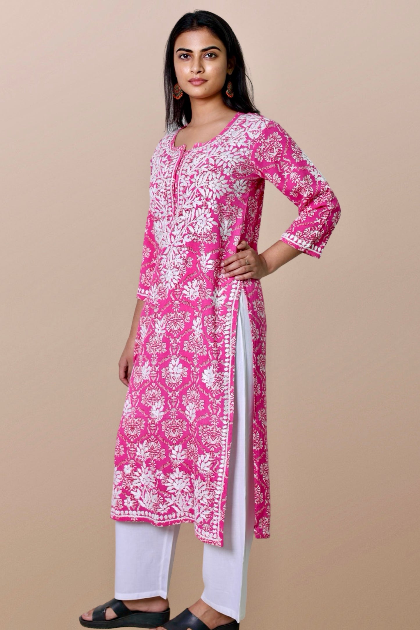 chikankari kurta women embroidered premium lucknowi chikan kurti ethnic summer latest collection lightweight festival daily wear casual comfortable straight fit