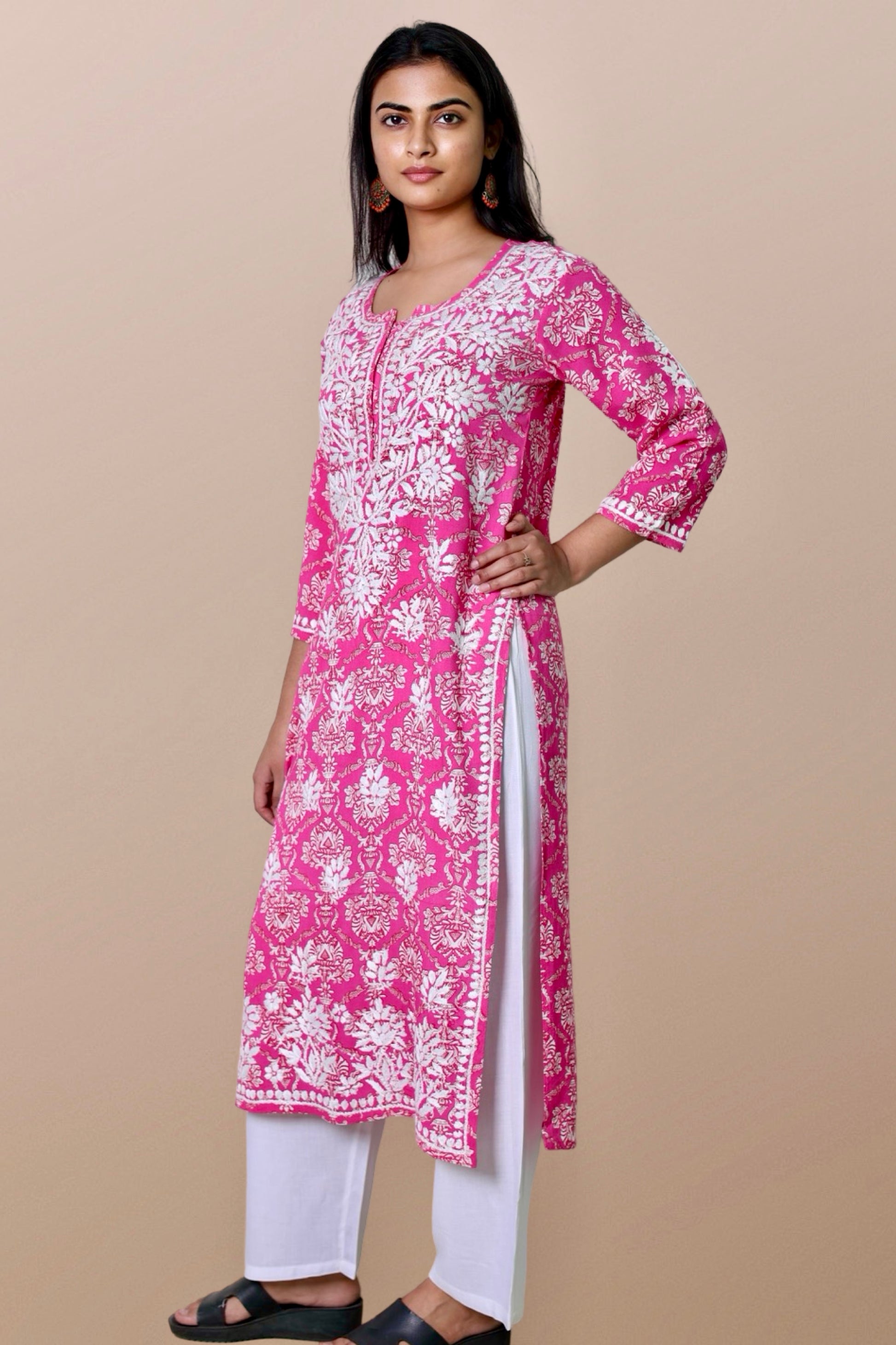 chikankari kurta women embroidered premium lucknowi chikan kurti ethnic summer latest collection lightweight festival daily wear casual comfortable straight fit