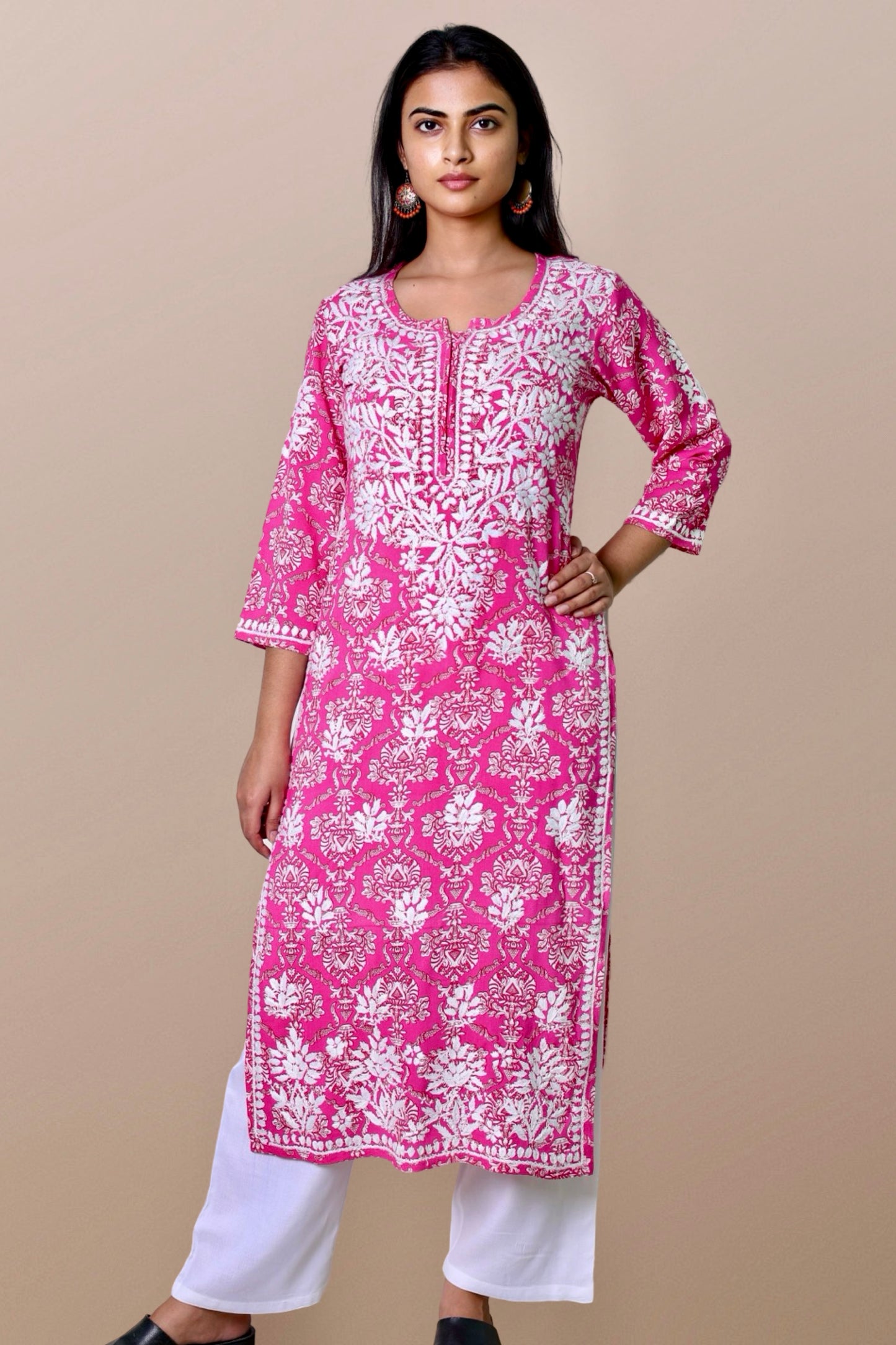 chikankari kurta women embroidered premium lucknowi chikan kurti ethnic summer latest collection lightweight festival daily wear casual comfortable straight fit