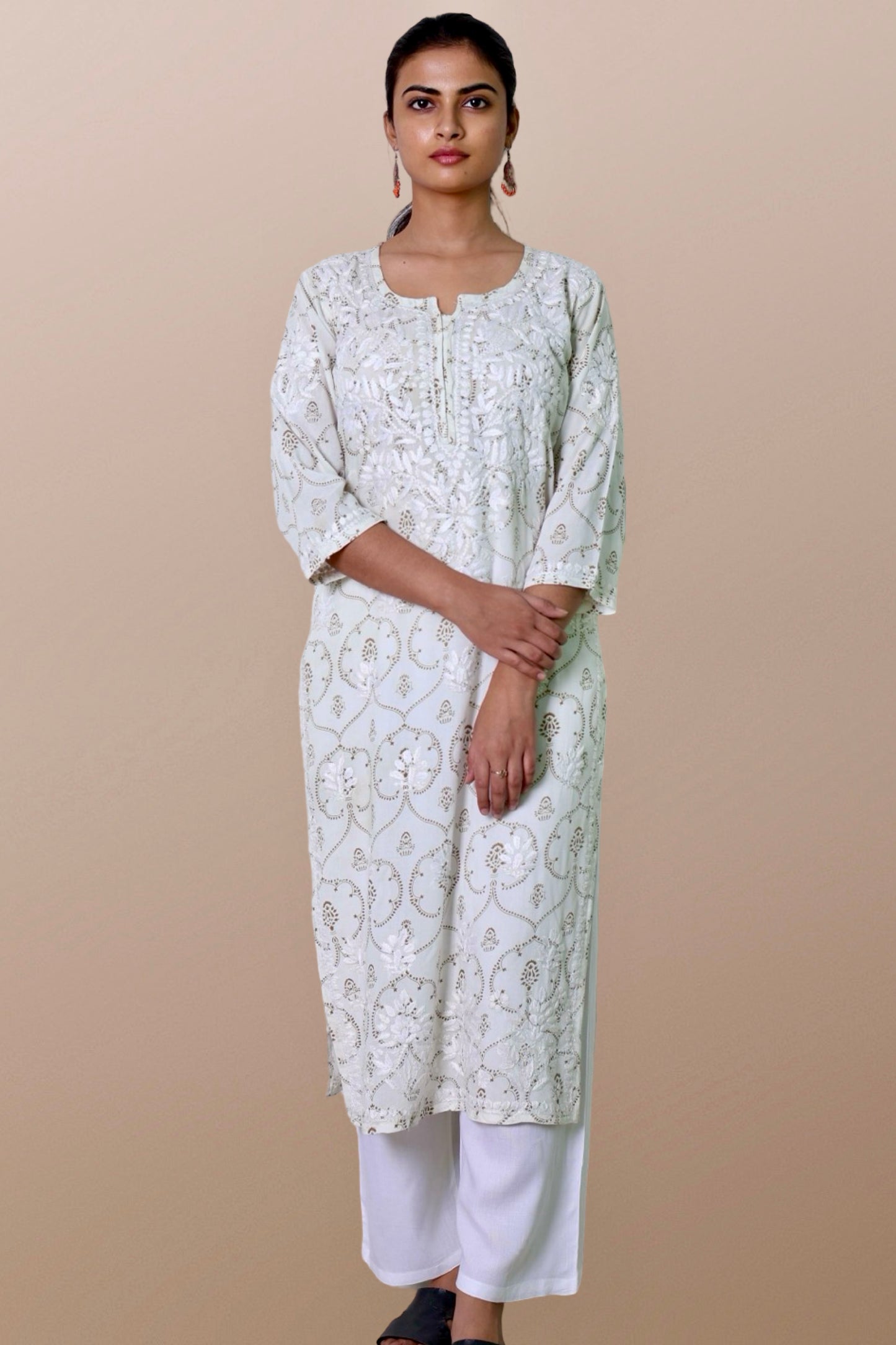 chikankari kurta women embroidered premium lucknowi chikan kurti ethnic summer latest collection lightweight festival daily wear casual comfortable straight fit