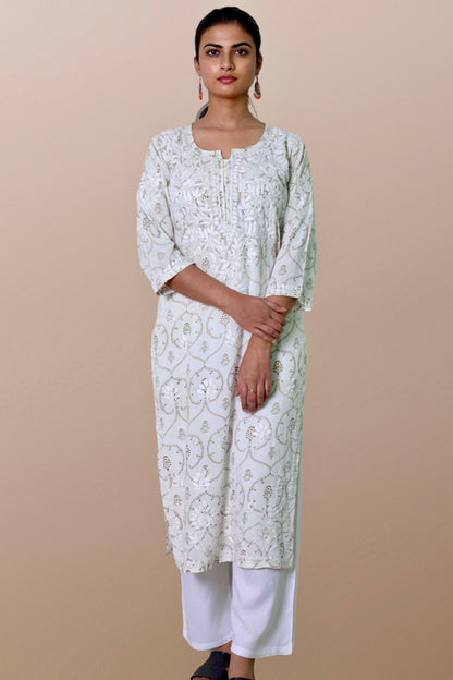 chikankari kurta women embroidered premium lucknowi chikan kurti ethnic summer latest collection lightweight festival daily wear casual comfortable straight fit