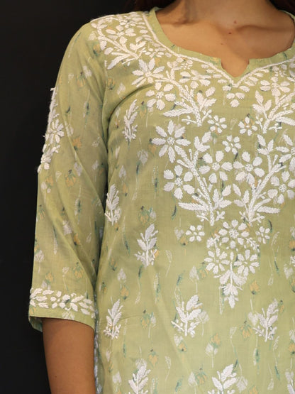 chikankari top short kurta ethnic embroidered lucknowi chikan tunic kurti womens festival daily wear girls handcrafted college wear casual summer comfortable regular formal straight fit