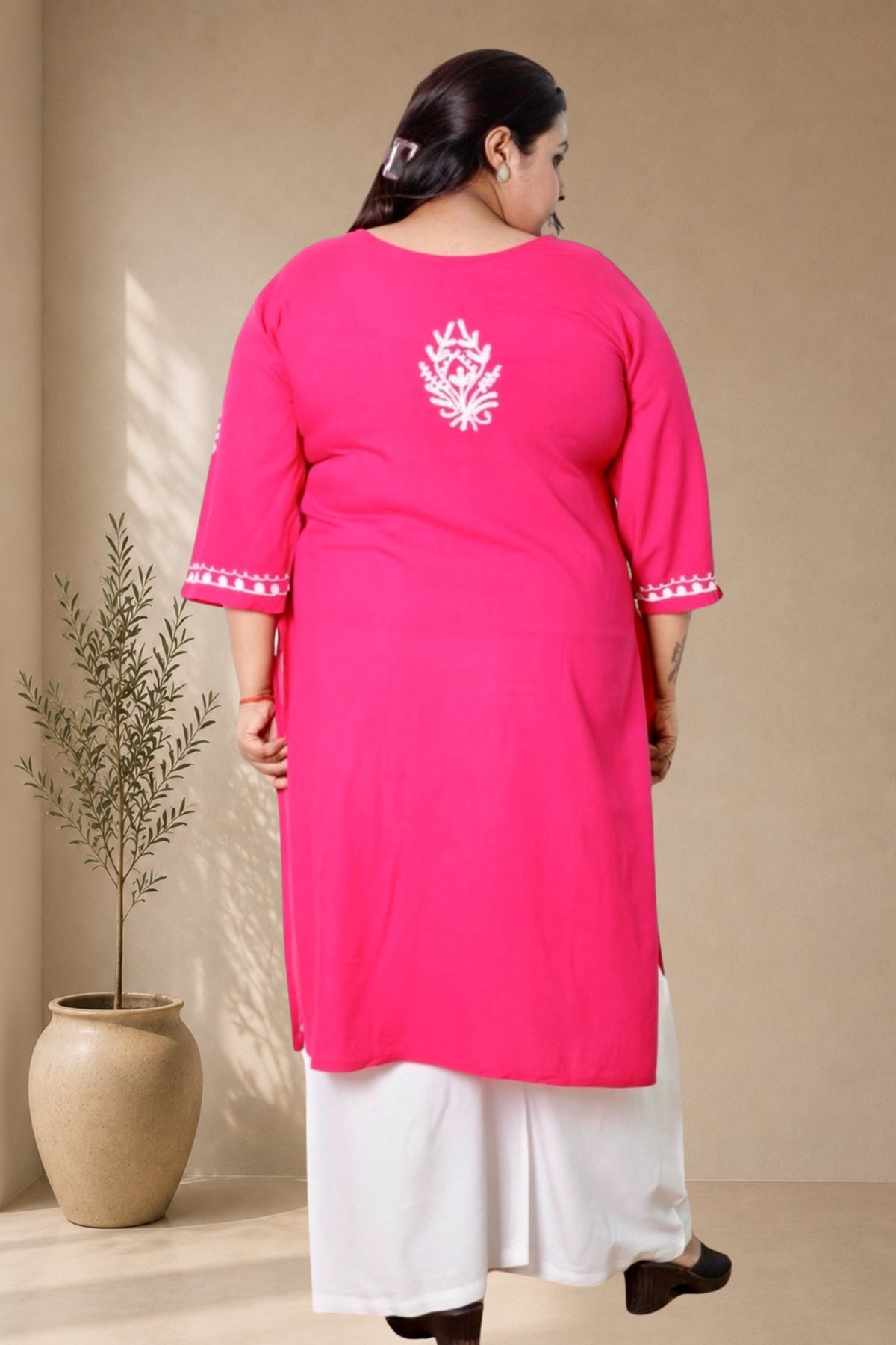 Plus Size Women's Rayon Aari Work Kurti | 11XL to 15XL | Elegant Ethnic Wear