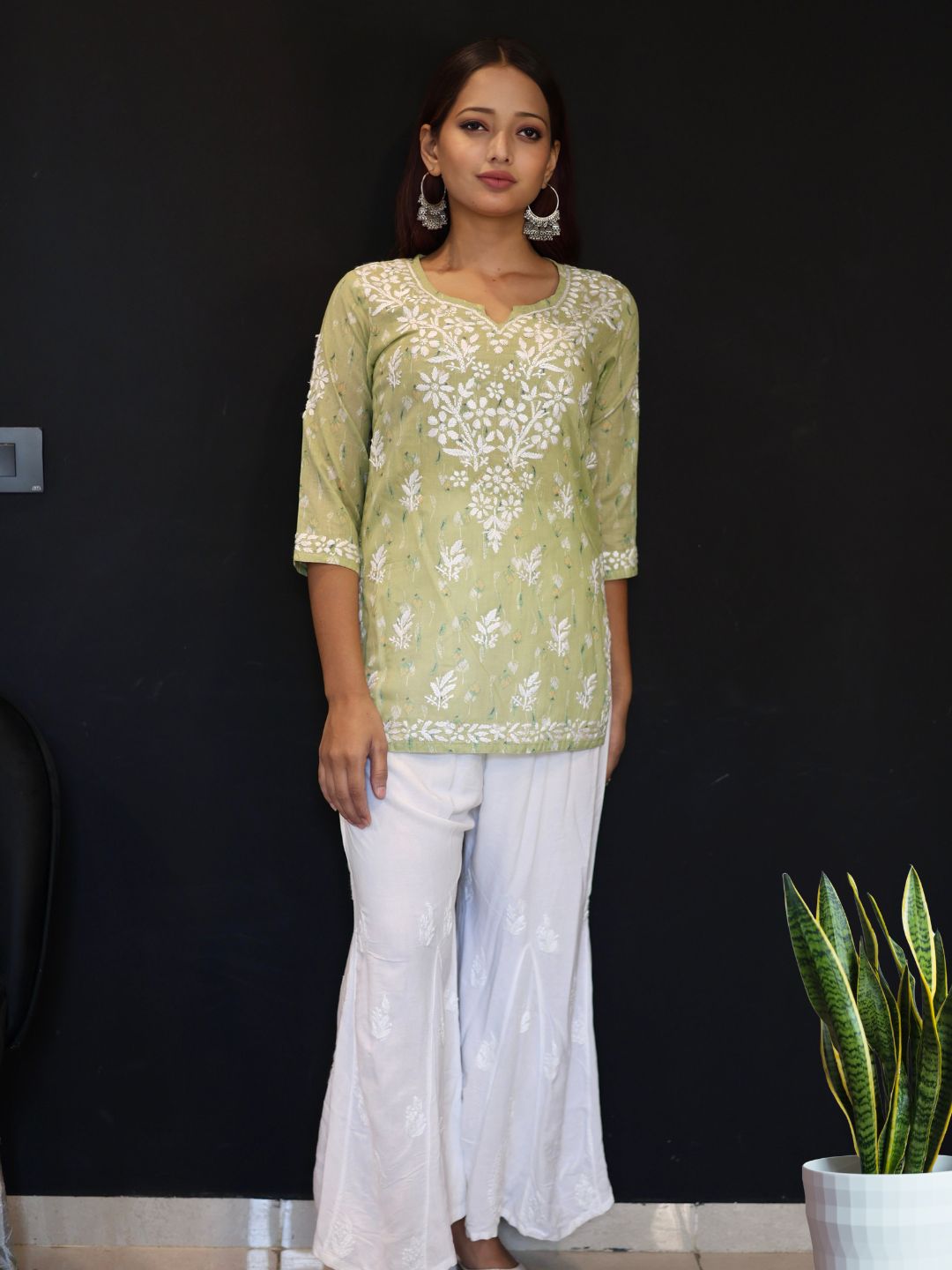 chikankari top short kurta ethnic embroidered lucknowi chikan tunic kurti womens festival daily wear girls handcrafted college wear casual summer comfortable regular formal straight fit
