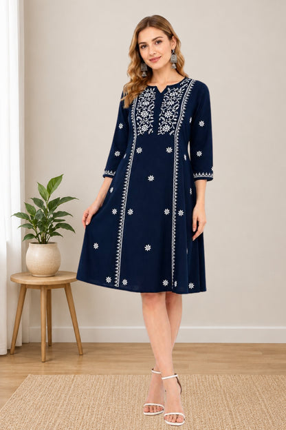 Women’s Lucknowi Chikankari A-Line Kurta (XS–XXL)