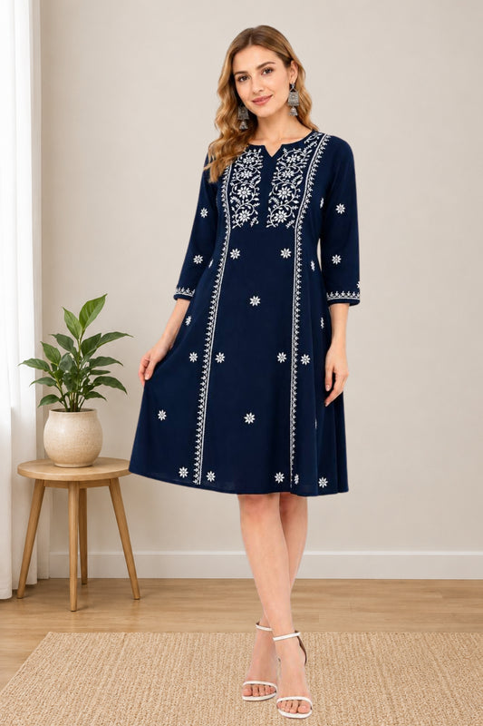 Women’s Lucknowi Chikankari A-Line Kurta (XS–XXL)
