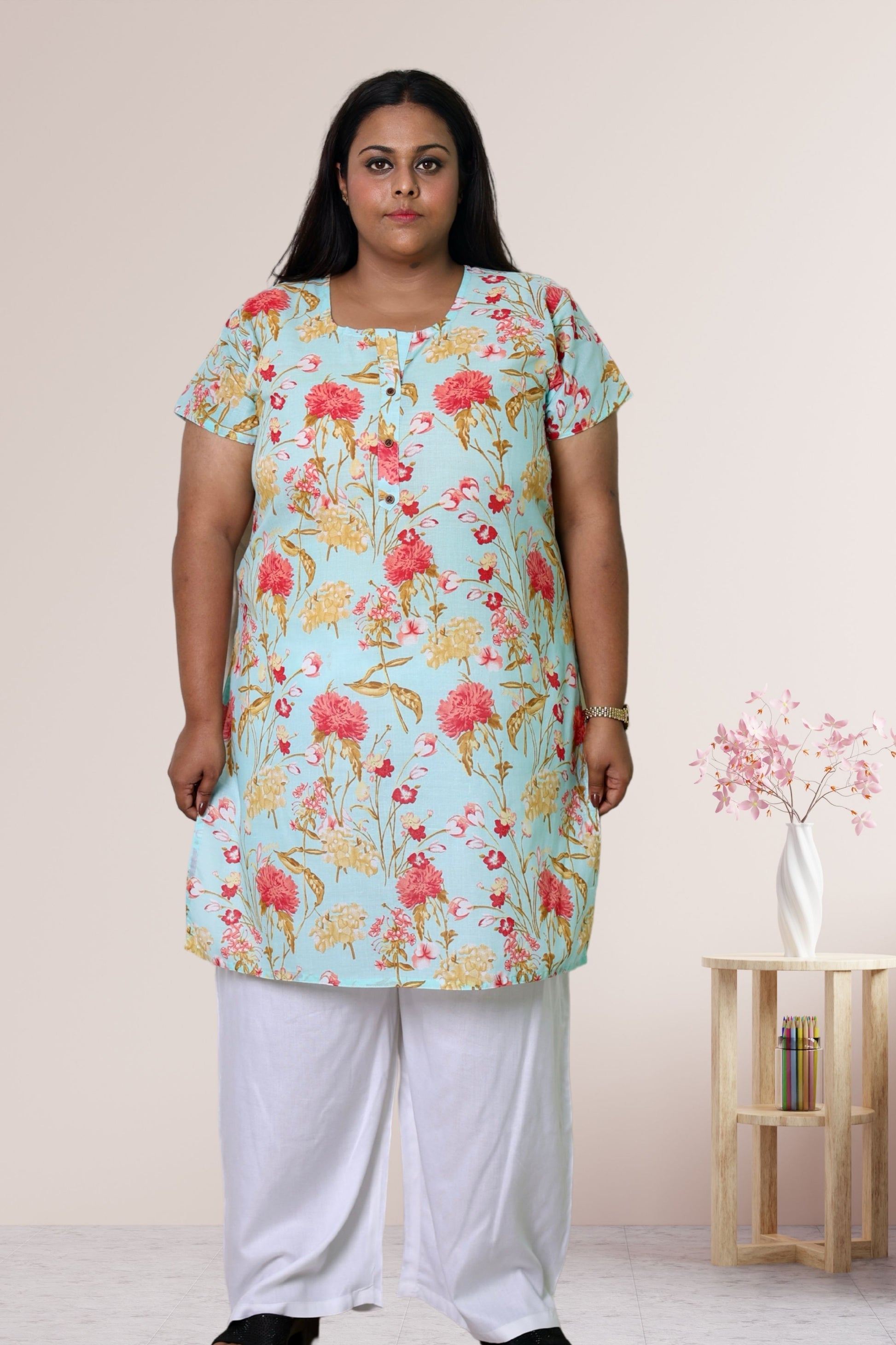 plus Size Kurti for Women3XL- 48, 4XL- 50, 5XL- 52, 6XL- 54, 7XL- 56, 8XL- 58, 9XL- 60, 10XL- 62, 11XL- 64, 12XL- 66, 13XL-68, 14XL-70, 15XL-72.