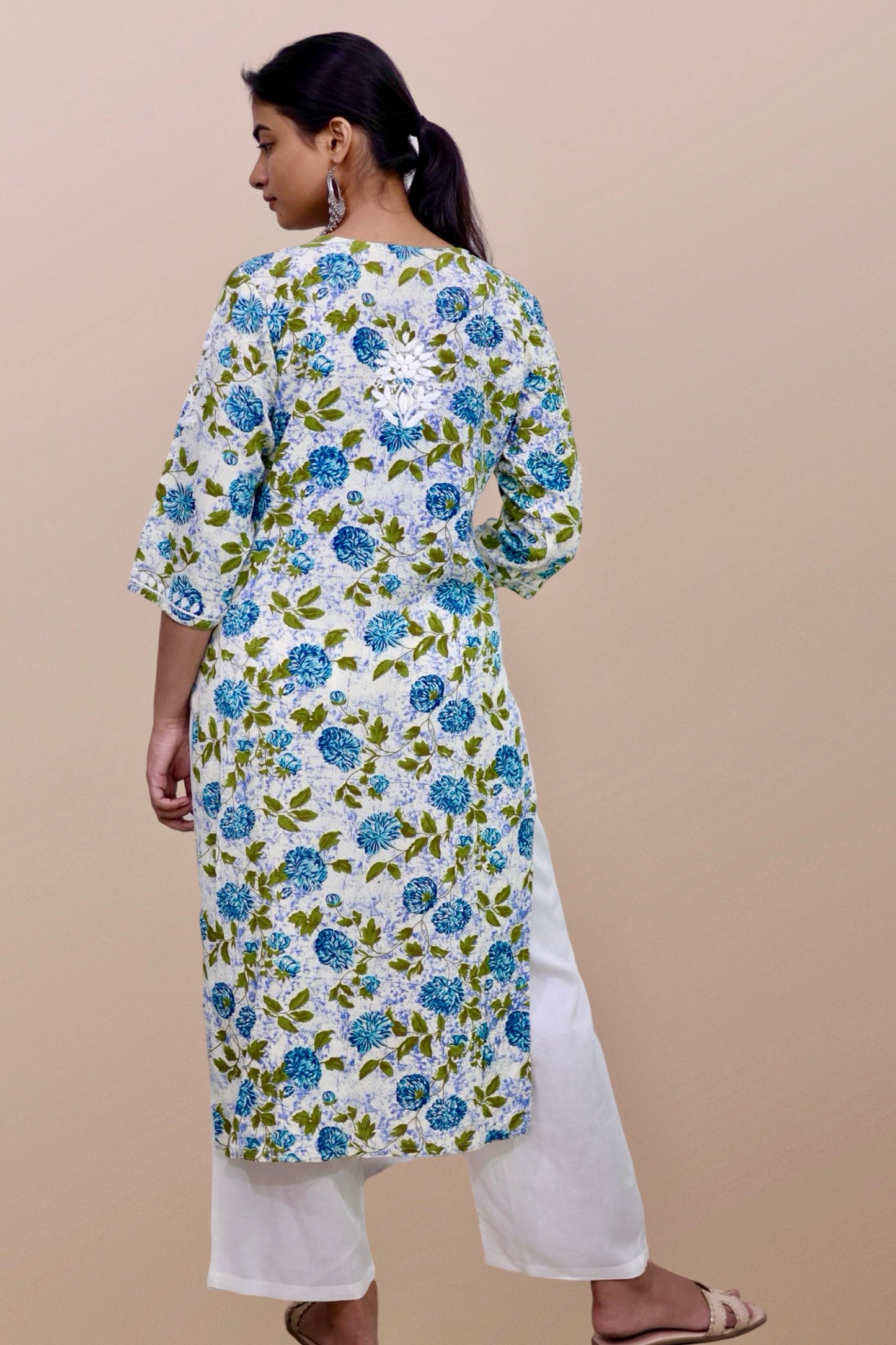 chikankari kurta women embroidered premium lucknowi chikan kurti ethnic summer latest collection lightweight festival daily wear casual comfortable straight fit
