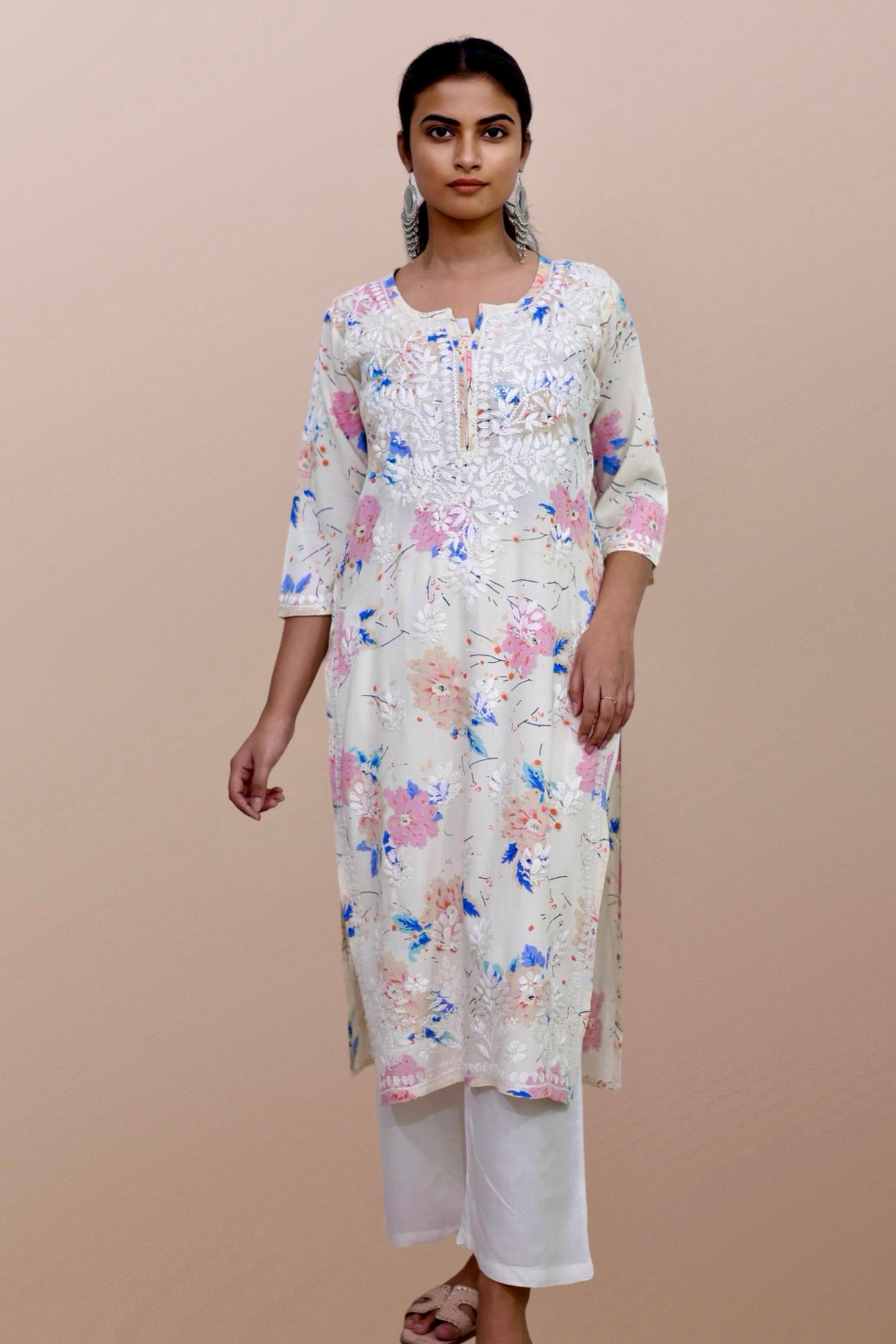 chikankari kurta women embroidered premium lucknowi chikan kurti ethnic summer latest collection lightweight festival daily wear casual comfortable straight fit