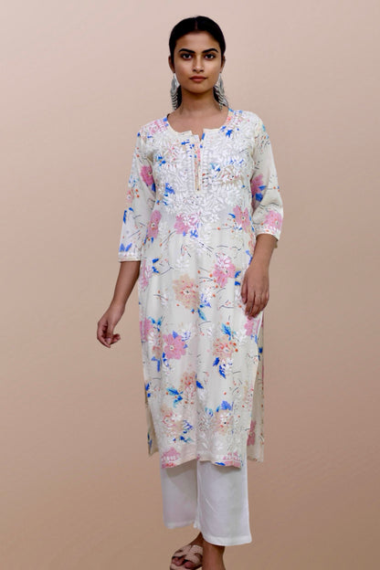chikankari kurta women embroidered premium lucknowi chikan kurti ethnic summer latest collection lightweight festival daily wear casual comfortable straight fit
