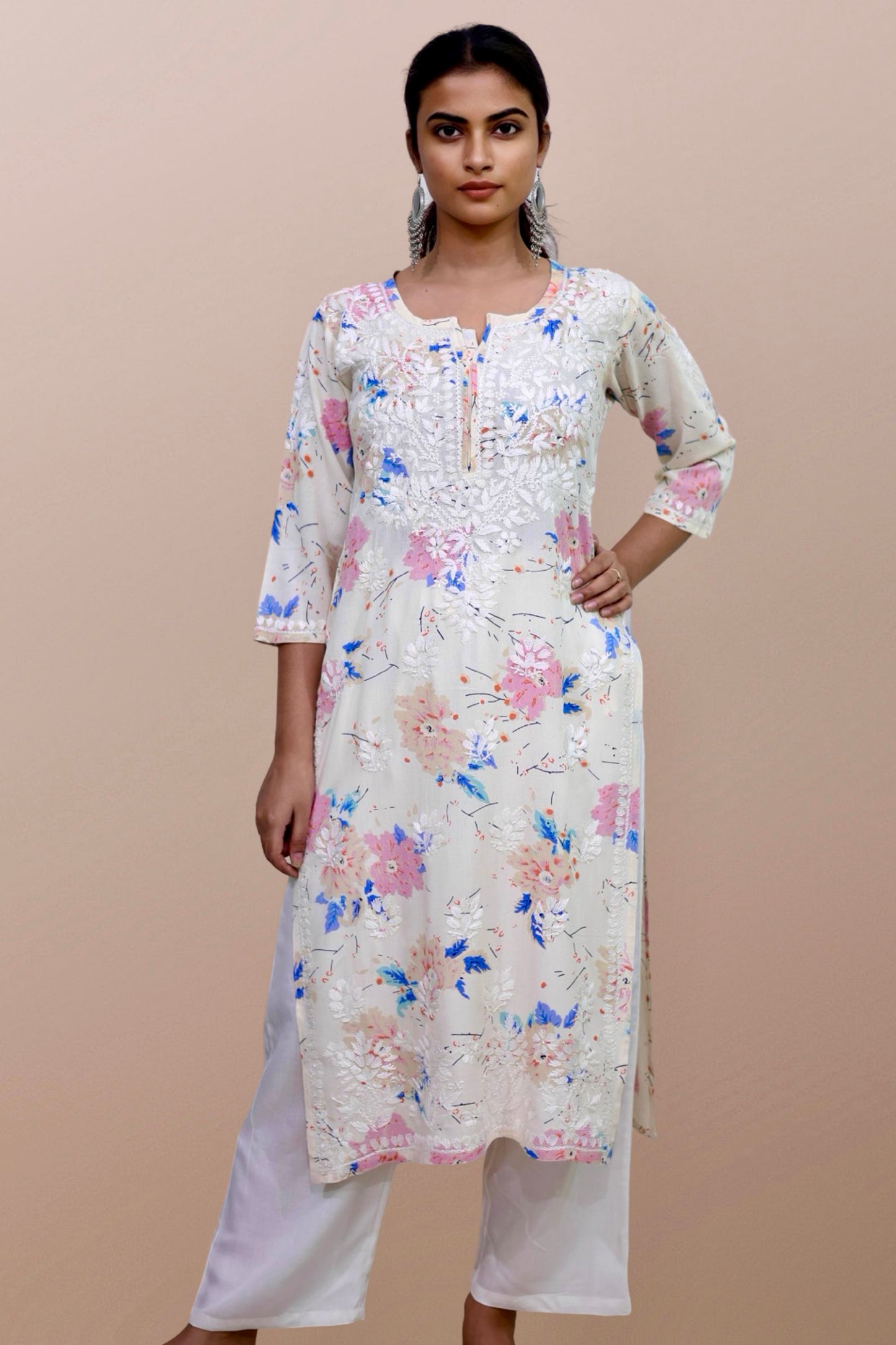 chikankari kurta women embroidered premium lucknowi chikan kurti ethnic summer latest collection lightweight festival daily wear casual comfortable straight fit