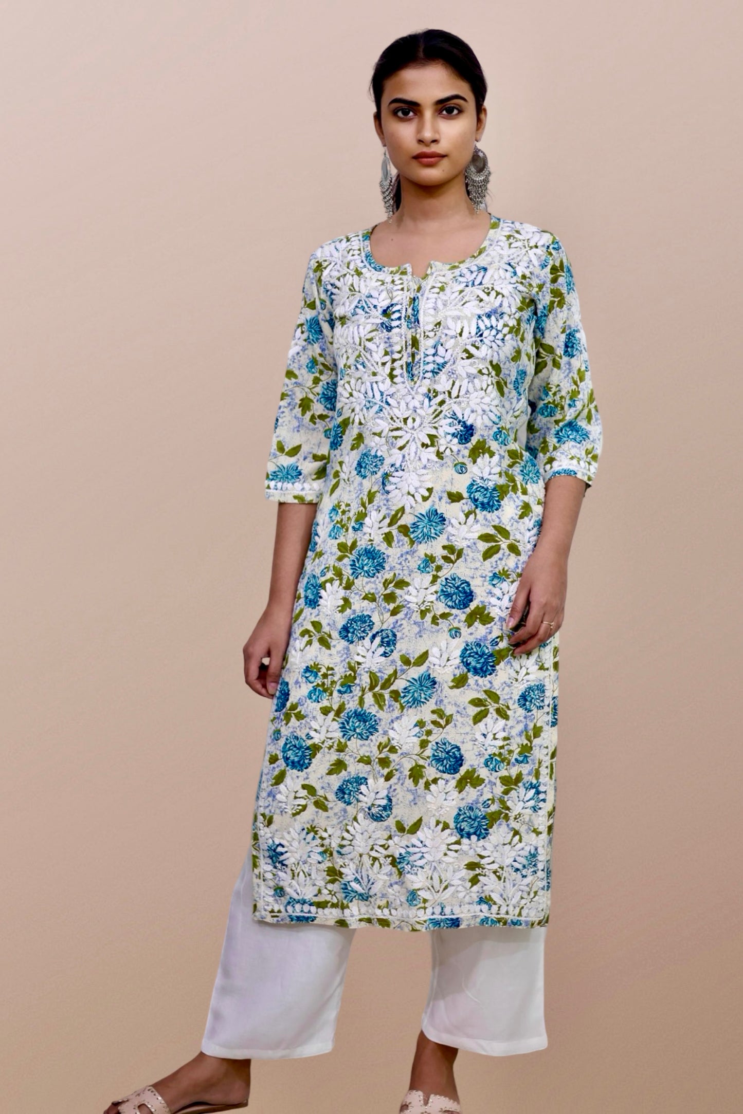 chikankari kurta women embroidered premium lucknowi chikan kurti ethnic summer latest collection lightweight festival daily wear casual comfortable straight fit
