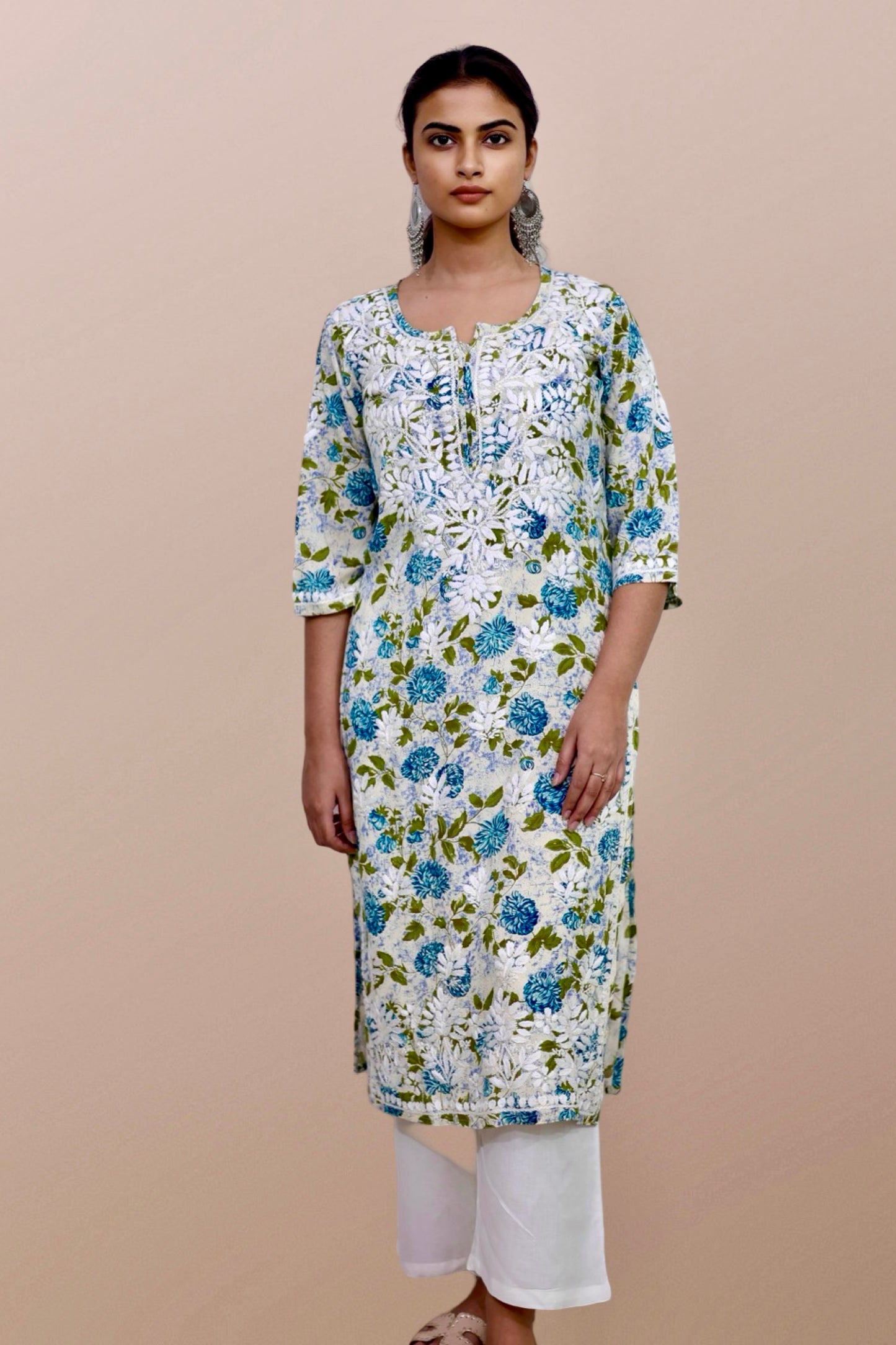 chikankari kurta women embroidered premium lucknowi chikan kurti ethnic summer latest collection lightweight festival daily wear casual comfortable straight fit
