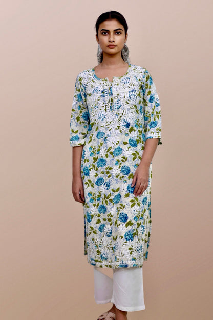 chikankari kurta women embroidered premium lucknowi chikan kurti ethnic summer latest collection lightweight festival daily wear casual comfortable straight fit
