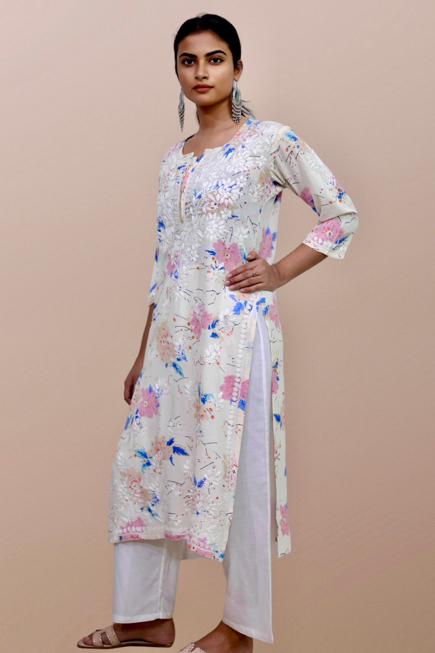 chikankari kurta women embroidered premium lucknowi chikan kurti ethnic summer latest collection lightweight festival daily wear casual comfortable straight fit