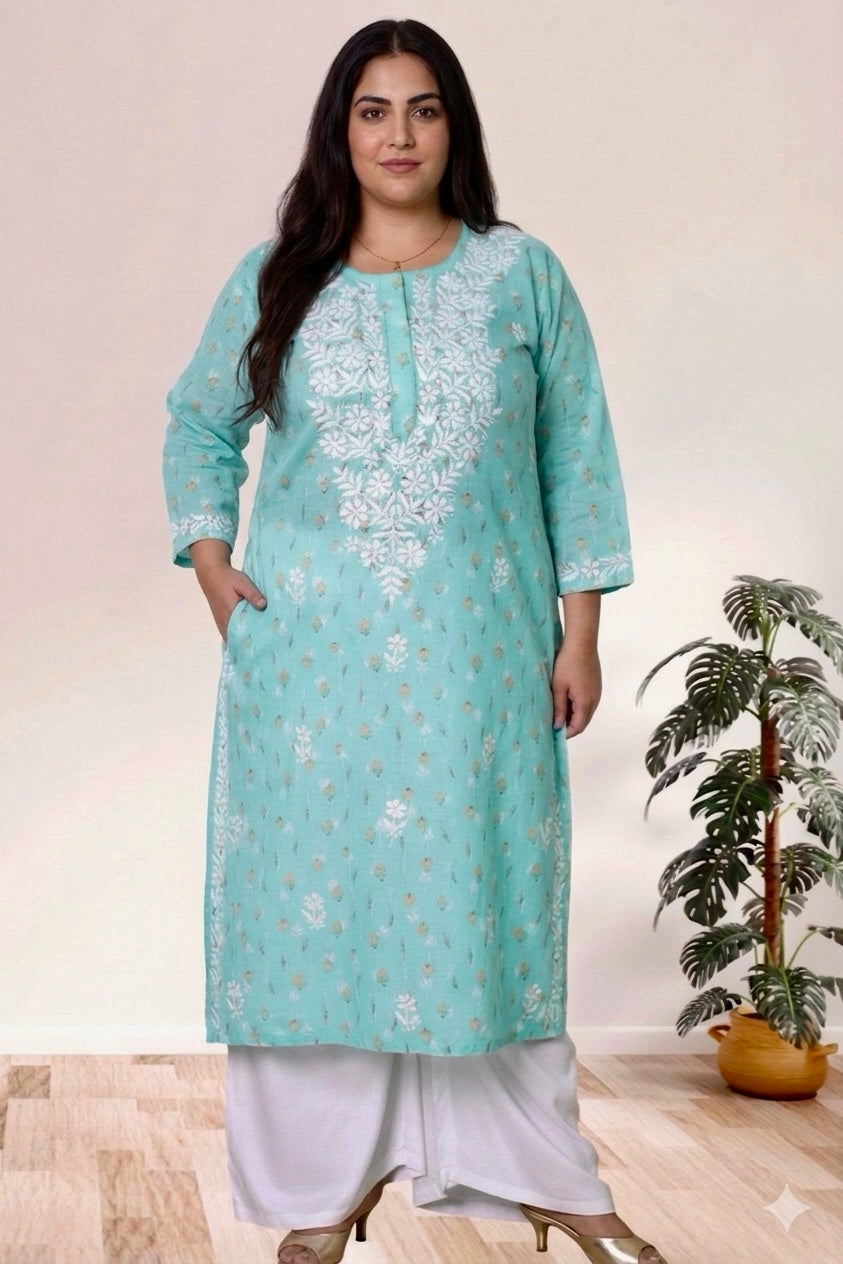 Lucknowi Chikankari Kurta, Chikan Kurti for Women, Hand Embroidered Kurta, Plus Size Kurti, Women Ethnic Wear, Lucknowi Chikan Kurta, Chikankari Kurti 3XL, Plus Size Kurta 4XL, 5XL Kurti, 6XL Kurta, 7XL to 12XL Kurti, Traditional Indian Wear, Cotton Chikankari Kurta, Ladies Chikan Kurti, Ethnic Wear for Women