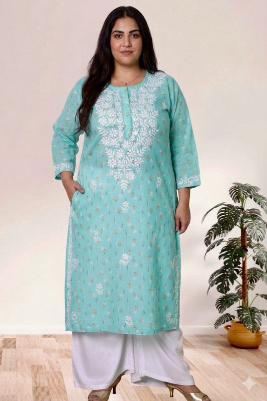 Lucknowi Chikankari Kurta, Chikan Kurti for Women, Hand Embroidered Kurta, Plus Size Kurti, Women Ethnic Wear, Lucknowi Chikan Kurta, Chikankari Kurti 3XL, Plus Size Kurta 4XL, 5XL Kurti, 6XL Kurta, 7XL to 12XL Kurti, Traditional Indian Wear, Cotton Chikankari Kurta, Ladies Chikan Kurti, Ethnic Wear for Women