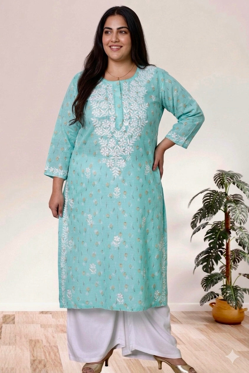 Lucknowi Chikankari Kurta, Chikan Kurti for Women, Hand Embroidered Kurta, Plus Size Kurti, Women Ethnic Wear, Lucknowi Chikan Kurta, Chikankari Kurti 3XL, Plus Size Kurta 4XL, 5XL Kurti, 6XL Kurta, 7XL to 12XL Kurti, Traditional Indian Wear, Cotton Chikankari Kurta, Ladies Chikan Kurti, Ethnic Wear for Women