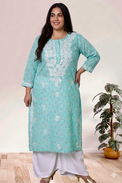 Lucknowi Chikankari Kurta, Chikan Kurti for Women, Hand Embroidered Kurta, Plus Size Kurti, Women Ethnic Wear, Lucknowi Chikan Kurta, Chikankari Kurti 3XL, Plus Size Kurta 4XL, 5XL Kurti, 6XL Kurta, 7XL to 12XL Kurti, Traditional Indian Wear, Cotton Chikankari Kurta, Ladies Chikan Kurti, Ethnic Wear for Women