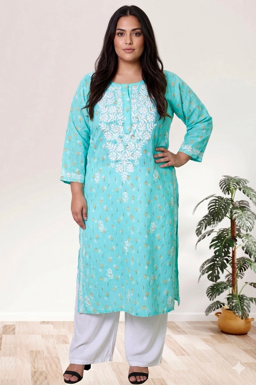 Lucknowi Chikankari Kurta, Chikan Kurti for Women, Hand Embroidered Kurta, Plus Size Kurti, Women Ethnic Wear, Lucknowi Chikan Kurta, Chikankari Kurti 3XL, Plus Size Kurta 4XL, 5XL Kurti, 6XL Kurta, 7XL to 12XL Kurti, Traditional Indian Wear, Cotton Chikankari Kurta, Ladies Chikan Kurti, Ethnic Wear for Women