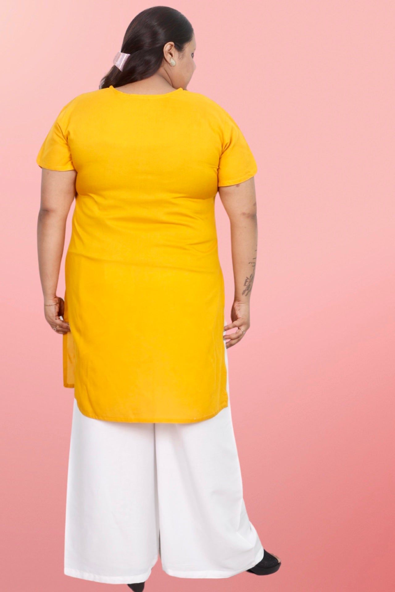 Plus Size Rayon Kurti For Women Yellow
