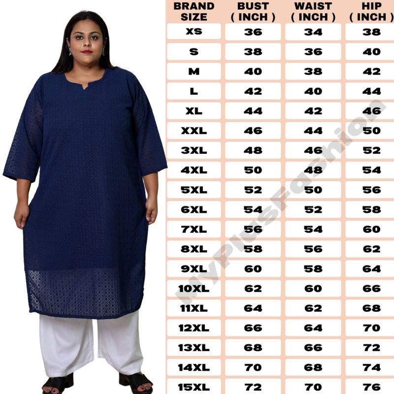 plus size chikan kurta women ethnic wear kurti daily curvy comfortable regular 52in 54in 56in 58in 5xl 6xl 7xl 8xl lucknowi kurty slip