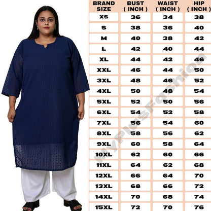 plus size chikan kurta women ethnic wear kurti daily curvy comfortable regular 52in 54in 56in 58in 5xl 6xl 7xl 8xl lucknowi kurty slip