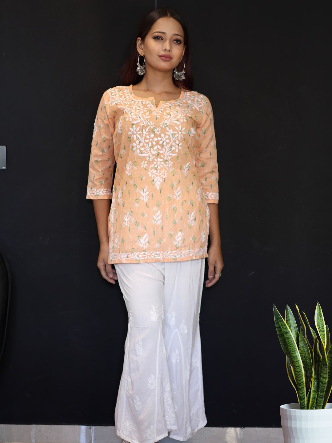 chikankari top short kurta ethnic embroidered lucknowi chikan tunic kurti womens festival daily wear girls handcrafted college wear casual summer comfortable regular formal straight fit
