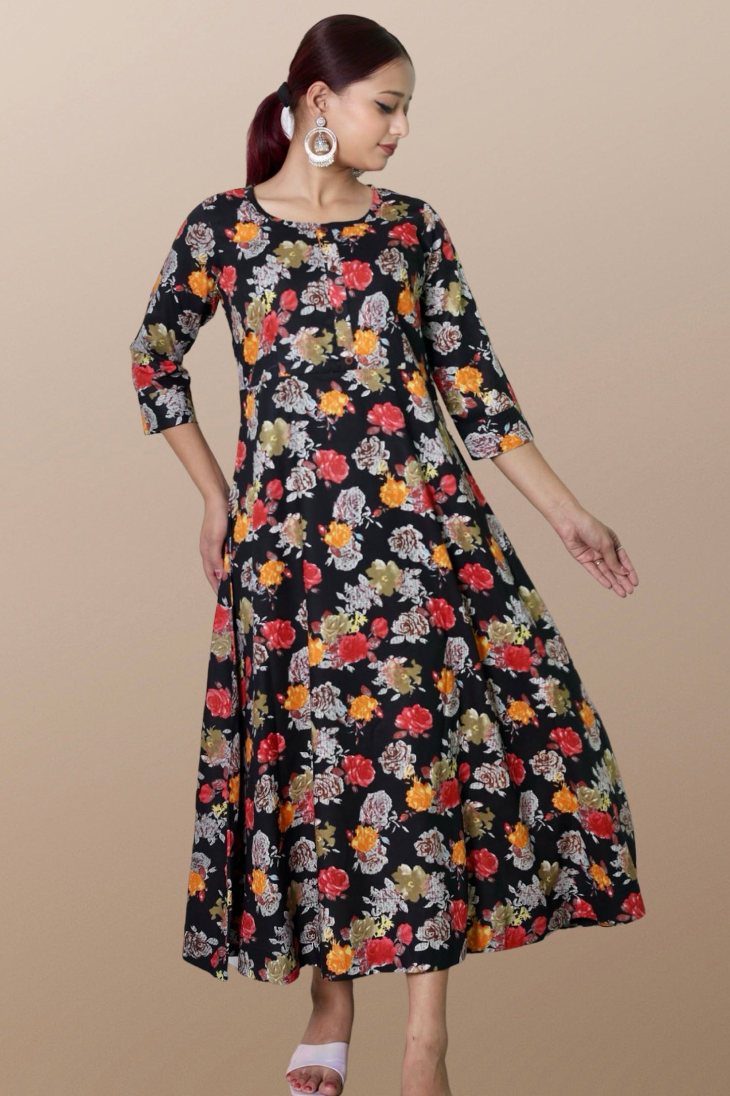 Plus size gown women plussize dress 3XL 4XL 5XL 6XL 7XL 8XL 9XL 10XL 11xl 12xl 13xl 14xl 15xl floral printed rayon maxi flared curvy women flowy long ladies frock style A-line dress indowestern ethnic stylish western