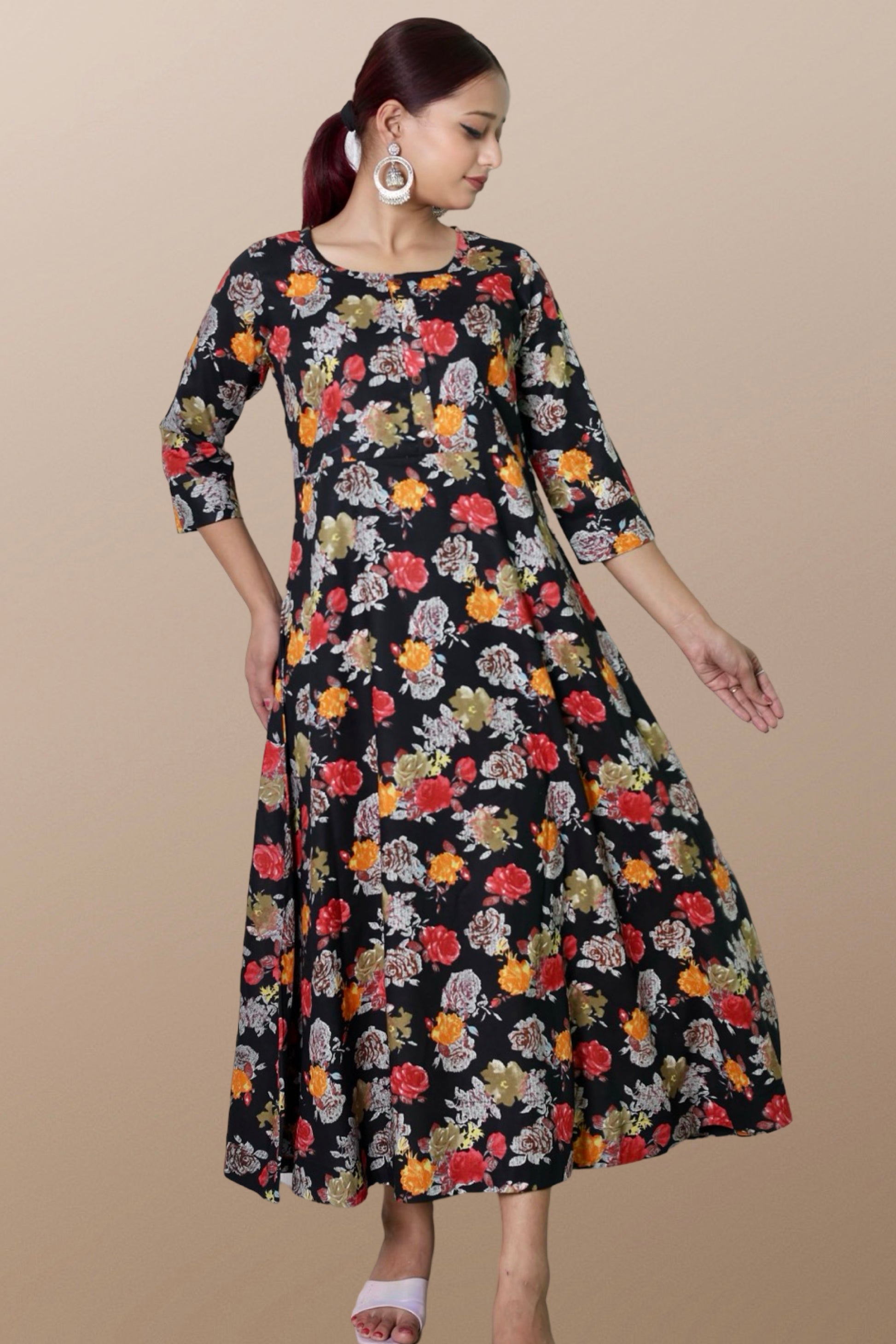 Plus size gown women plussize dress 3XL 4XL 5XL 6XL 7XL 8XL 9XL 10XL 11xl 12xl 13xl 14xl 15xl floral printed rayon maxi flared curvy women flowy long ladies frock style A-line dress indowestern ethnic stylish western