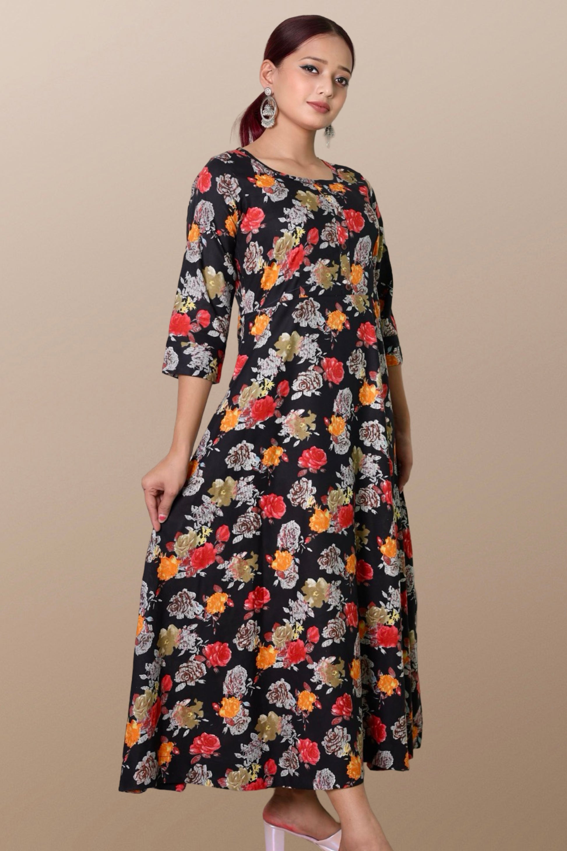 Plus size gown women plussize dress 3XL 4XL 5XL 6XL 7XL 8XL 9XL 10XL 11xl 12xl 13xl 14xl 15xl floral printed rayon maxi flared curvy women flowy long ladies frock style A-line dress indowestern ethnic stylish western