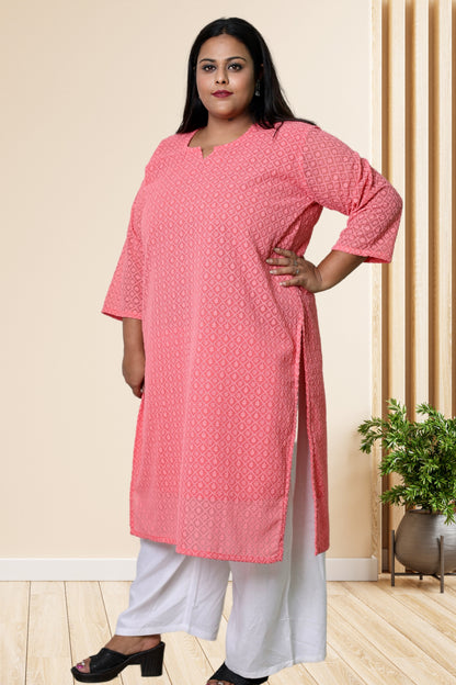 plus size chikan kurta women ethnic wear kurti daily curvy comfortable regular 52in 54in 56in 58in 5xl 6xl 7xl 8xl lucknowi kurty slip