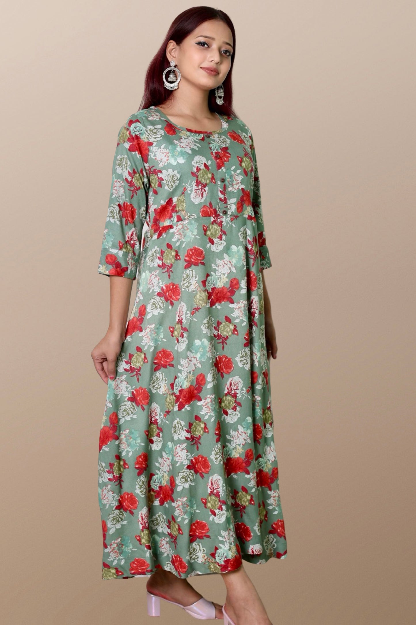 Plus size gown women plussize dress 3XL 4XL 5XL 6XL 7XL 8XL 9XL 10XL 11xl 12xl 13xl 14xl 15xl floral printed rayon maxi flared curvy women flowy long ladies frock style A-line dress indowestern ethnic stylish western