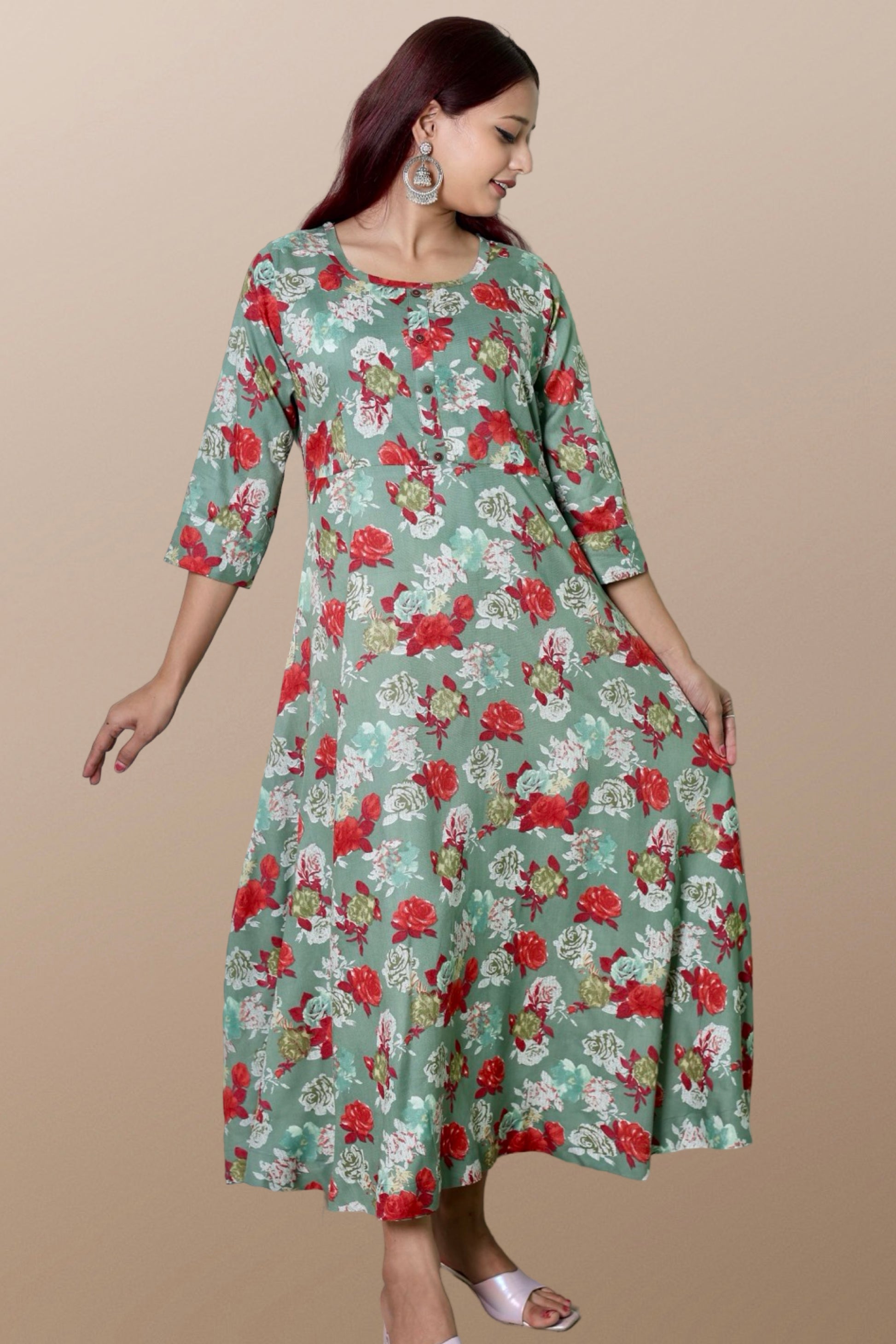 Plus size gown women plussize dress 3XL 4XL 5XL 6XL 7XL 8XL 9XL 10XL 11xl 12xl 13xl 14xl 15xl floral printed rayon maxi flared curvy women flowy long ladies frock style A-line dress indowestern ethnic stylish western