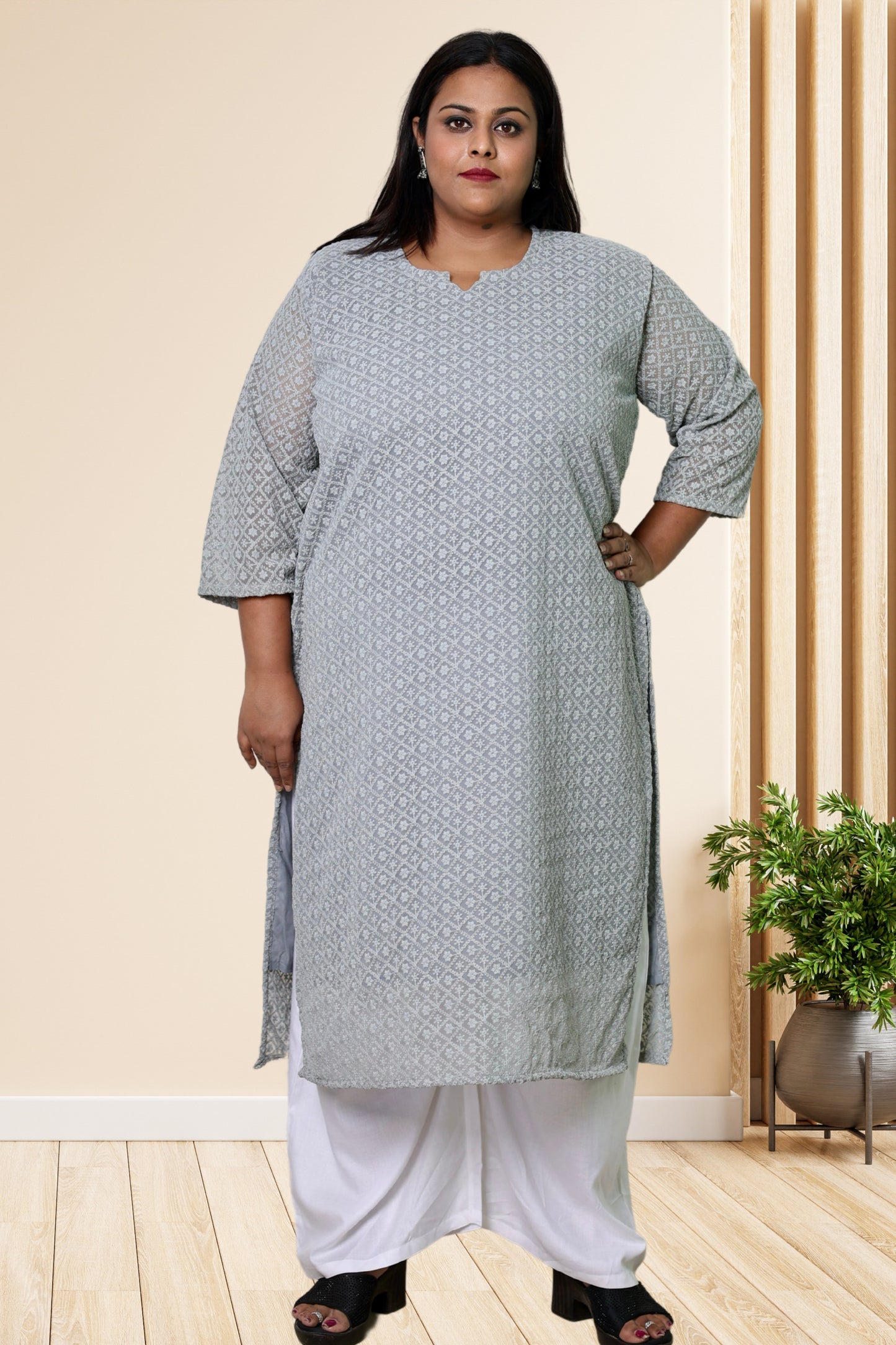 plus size chikan kurta women ethnic wear kurti daily curvy comfortable regular 52in 54in 56in 58in 5xl 6xl 7xl 8xl lucknowi kurty slip