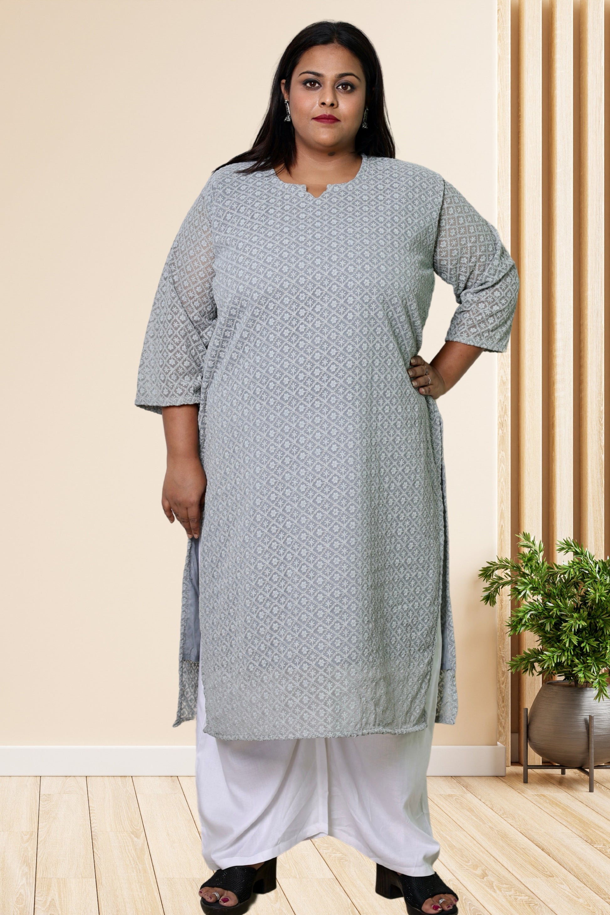 plus size chikan kurta women ethnic wear kurti daily curvy comfortable regular 52in 54in 56in 58in 5xl 6xl 7xl 8xl lucknowi kurty slip