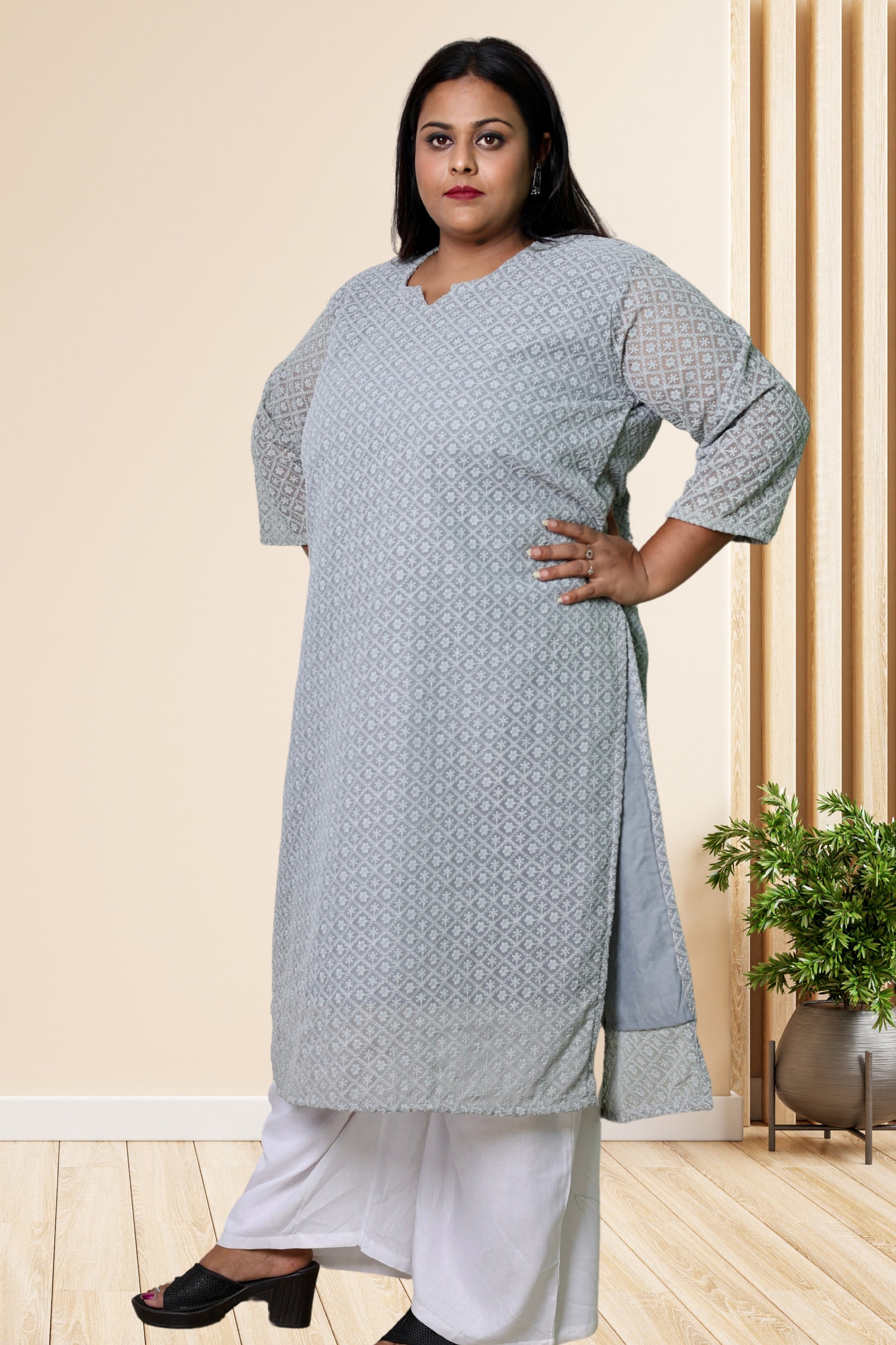 plus size chikan kurta women ethnic wear kurti daily curvy comfortable regular 52in 54in 56in 58in 5xl 6xl 7xl 8xl lucknowi kurty slip