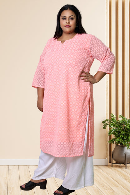 plus size chikan kurta women ethnic wear kurti daily curvy comfortable regular 52in 54in 56in 58in 5xl 6xl 7xl 8xl lucknowi kurty slip